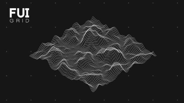 fui gui 3d vector landscape scan grid abstract futuristic background scifi hitech design