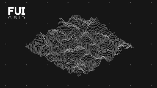 fui gui 3d vector landscape scan grid abstract futuristic background scifi hitech design