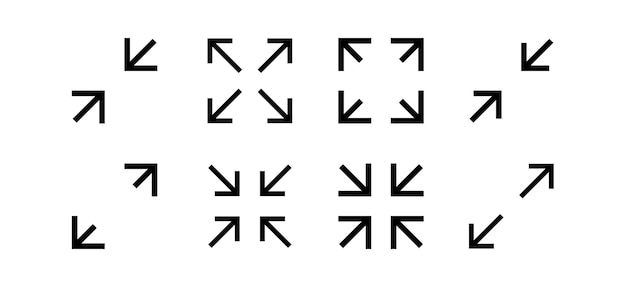 Fullscreen vector Icon with Arrows Expand Maximize and minimize signs for Screen