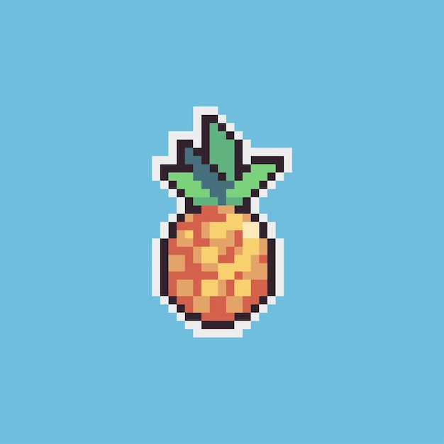 Fully editable pixel art vector illustration pineapple for game development graphic design poster