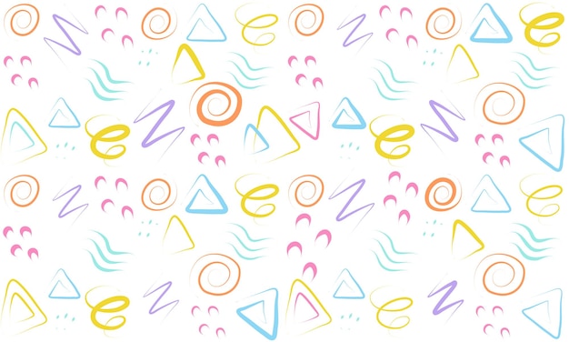 Fun colorful line doodle seamless pattern Creative minimalist style art background for children