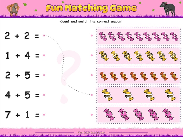fun matching and counting game correct summation of candies part one