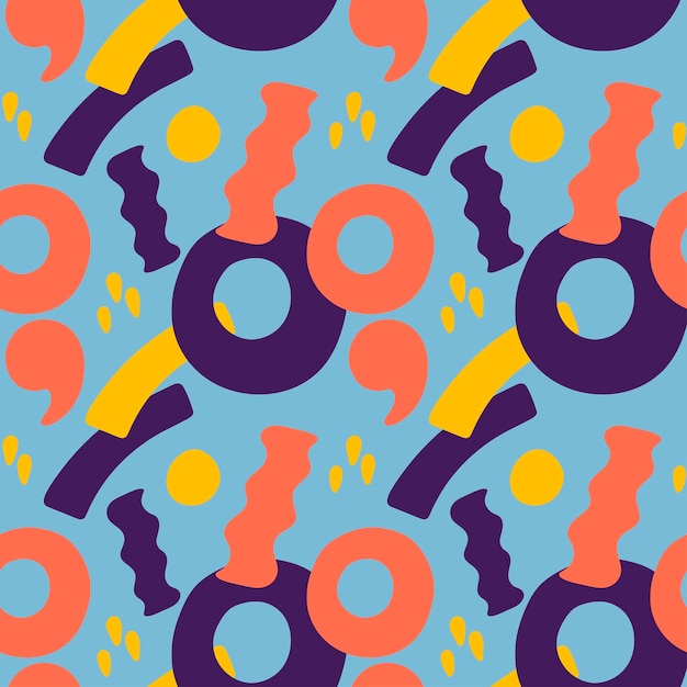 fun seamless pattern. creative 90s style background trendy design with abstract shapes kidcore style