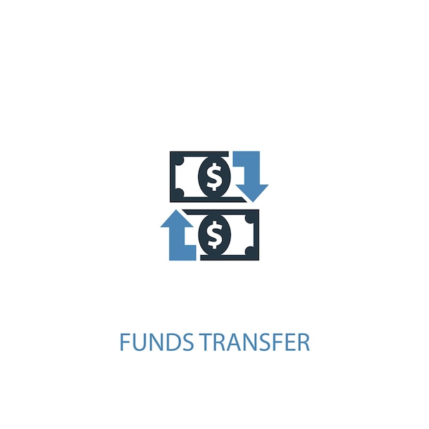 Funds transfer concept 2 colored icon. Simple blue element illustration. funds transfer concept symbol design. Can be used for web and mobile UI/UX
