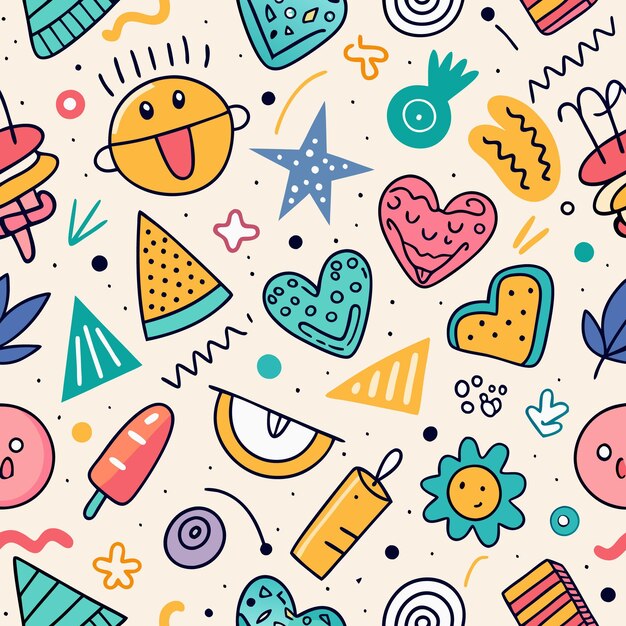 funky doodle shapes patterns colorful abstract design for print web