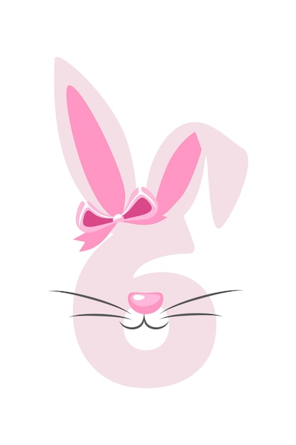 funny bunny number 6 for kids six digit in the form of a rabbit learn to count