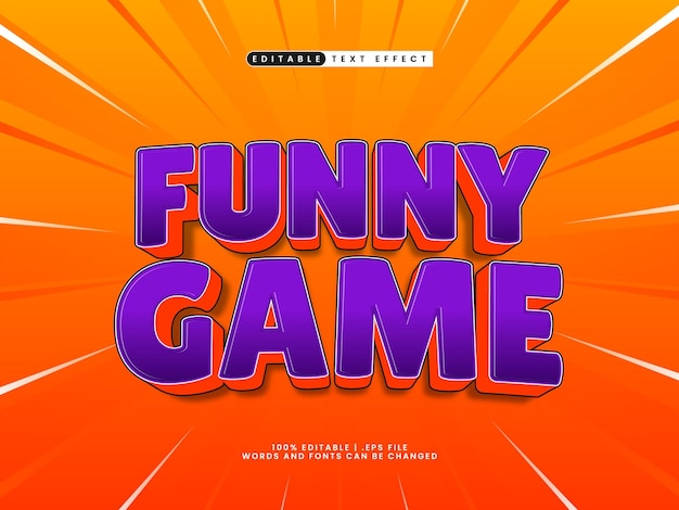funny game 3d editable text effect with cartoon style