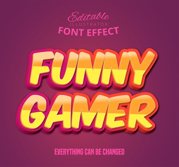 Funny Gamer text, editable font effect