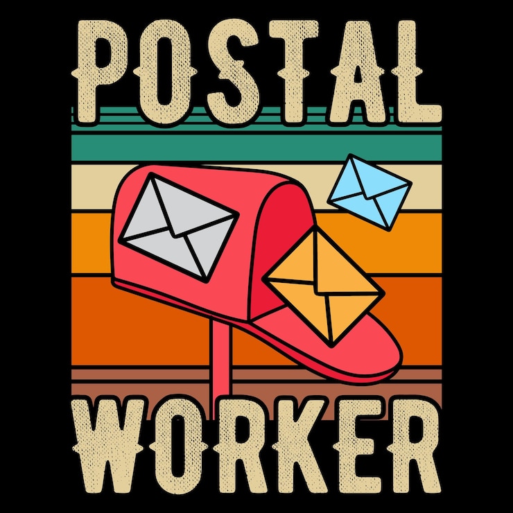 Vektör funny mail retro vintage postal worker mailman tshirt design