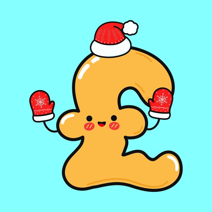 Vektor funny smiling happy pound sign christmas