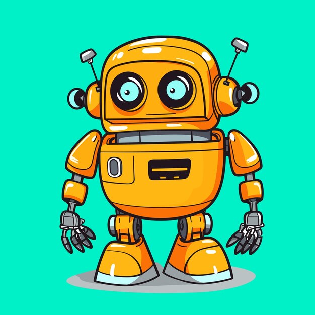 funny vector robot simple icon in flat style isolated on neutral background