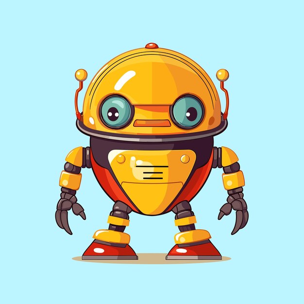 funny vector robot simple icon in flat style isolated on neutral background