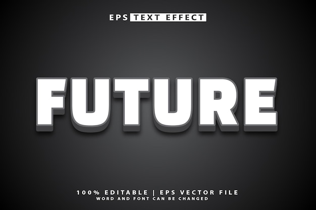 Future editable 3d text effect typography vector template