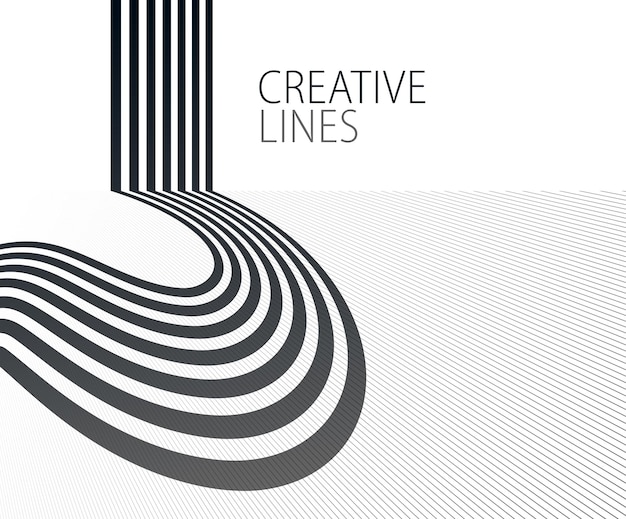 future lines in 3d perspective vector abstract background black and white linear composition road to horizon and sky concept optical illusion op art