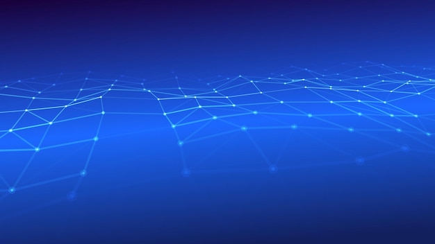 Future technology illustration Vector digital dynamic wave Abstract background with dots and lines moving in space