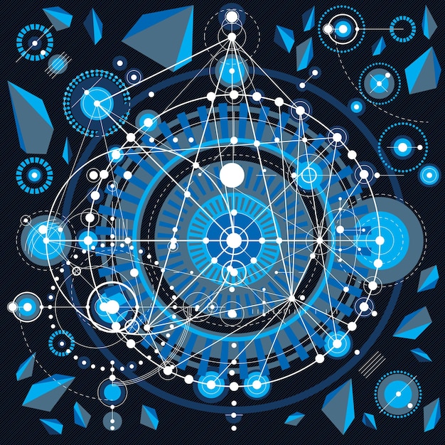 Future technology vector drawing, industrial wallpaper. Graphic illustration of engine or mechanism.