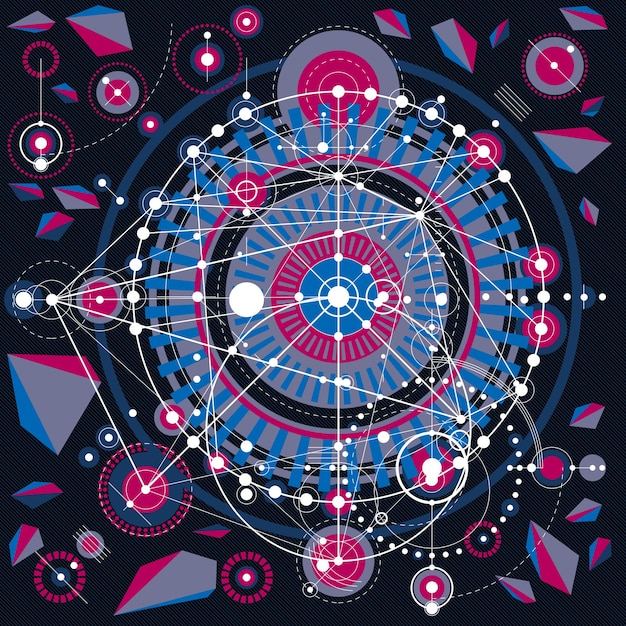 Future technology vector drawing, industrial wallpaper. Graphic illustration of engine or mechanism.