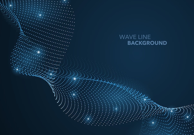 Futuristic abstract wave dot gradient line and illuminated light ball template background.  
