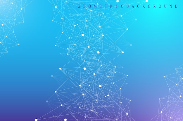 Futuristic background communication globalization Lines and dots connected to Science fiction scene Modern vector template for your design
