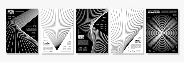 Futuristic blend line abstract shape cover design set