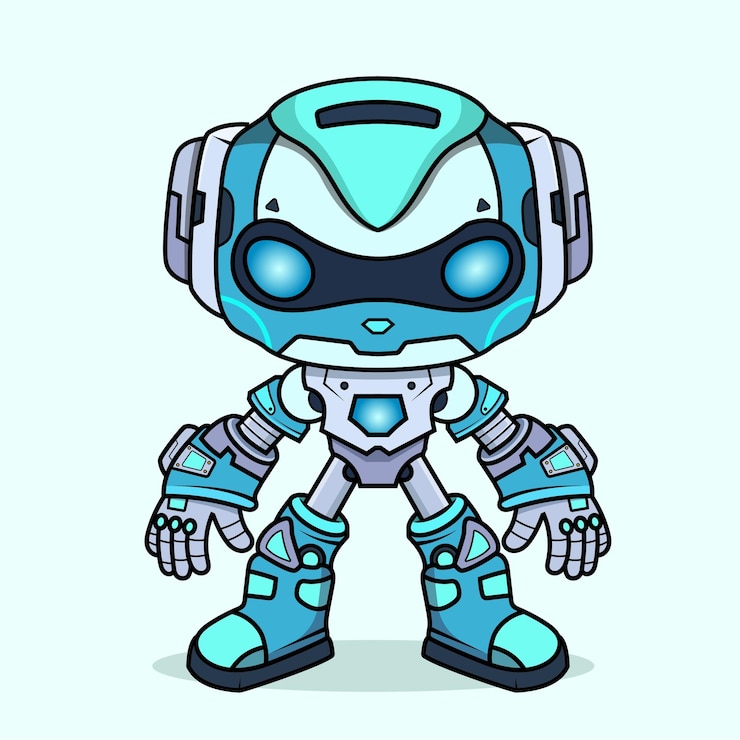 Vektör futuristic cartoon robotic character detailed robot for techthemed designs chatbot concepts and playful airelated projects electronic equipment and humanoid animation concept isolated on background