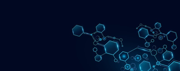 futuristic connected digital hexagons on dark blue background modern technology design cyber hitech honeycombs pattern vector illustration