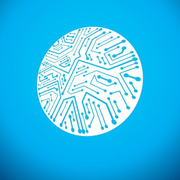 Futuristic cybernetic round scheme, vector motherboard illustration. Digital element, circuit board.