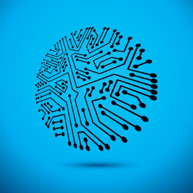 Futuristic cybernetic round scheme, vector motherboard illustration. Digital element, circuit board.