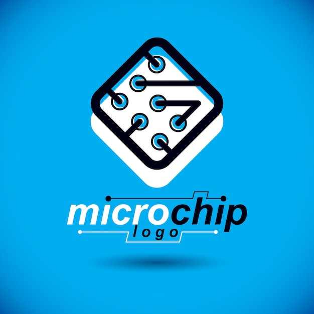 Futuristic cybernetic scheme, vector motherboard. Digital element, square circuit board. Electronic microprocessor logo.