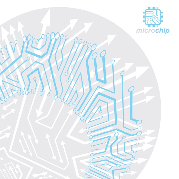 Futuristic cybernetic scheme, vector motherboard illustration. Digital element, circuit board. Technology innovation abstract background with arrows.