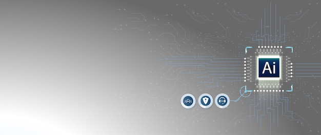 Futuristic Digital Processor Interface HighTech Computer Chip Circuit Board Patterns and Glowin