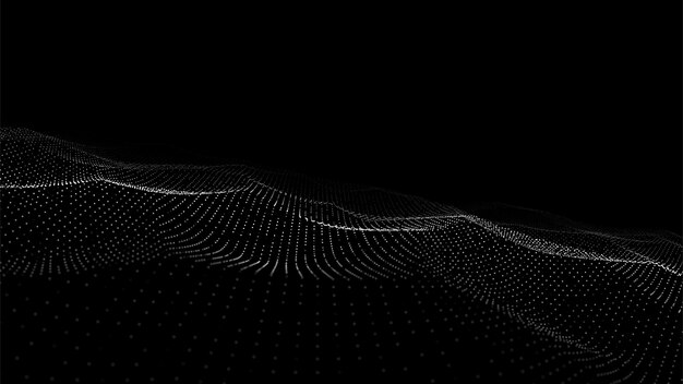 futuristic digital wave dark cyberspace vector abstract wave with dots and line