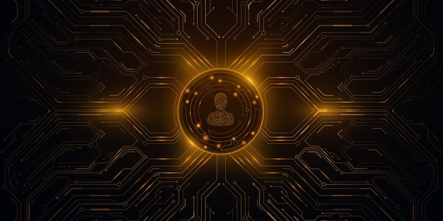 Futuristic display for user interface with glowing cpu board Storage of network user data UI and UX design Hitech background Vector illustration