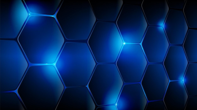 futuristic hexagon pattern with glowing blue light technology background