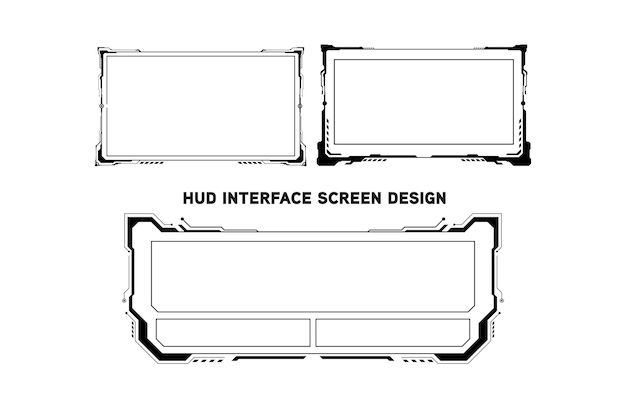 Futuristic HUD Interface Screen Design. Digital callouts titles. HUD UI GUI futuristic user interface screen elements set. High tech screen for video game. Sci-fi concept design.