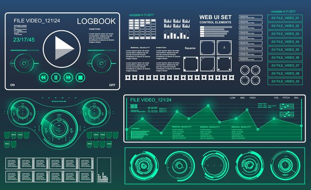 Futuristic hud music dashboard display virtual reality technology screen
