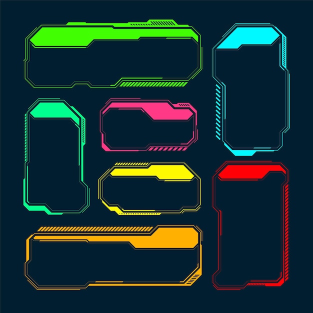 Futuristic hud or ui elements scifi user interface text boxes callouts colorful warning message