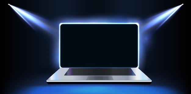 Futuristic Laptop with Illuminating Blue Lights A Perfect Blend of Technology and Aesthetics Idea