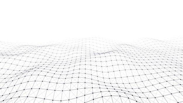 Futuristic moving white wave Digital background with moving particles and lines Big data visualization Vector illustration