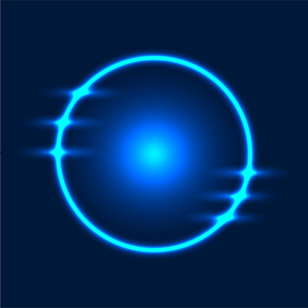 Futuristic Neon circle frame border blue neon glowing background