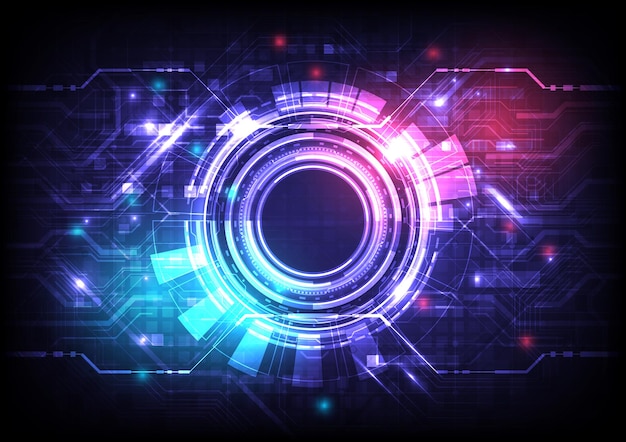 Futuristic SciFi glowing HUD circle element Abstract hitech background Hologram particle of headup display interface Virtual reality technology of computer cyber machine and engineering