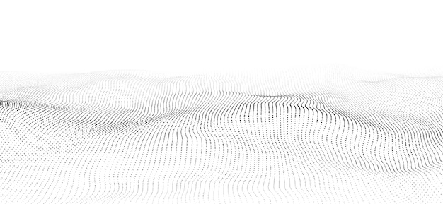 Futuristic technology Digital cyberspace Abstract vector wave with moving particles Big data analytics