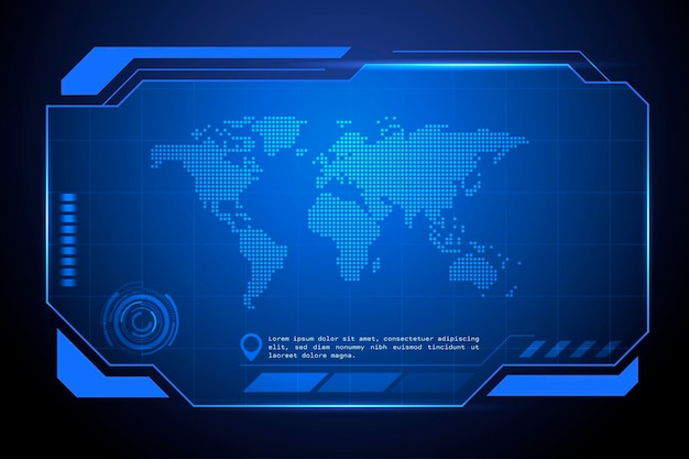 Futuristic technology world map vector illustration