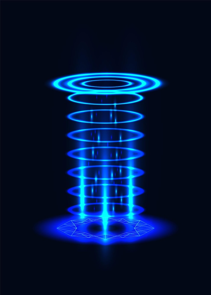 Futuristic teleport energy cylinders with stunning glowing effects that captivate the imagination