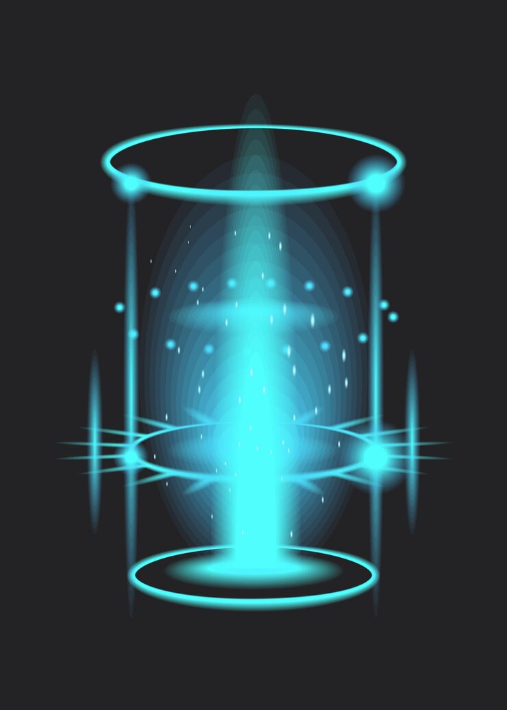 Futuristic teleport energy cylinders with stunning glowing effects that captivate the imagination