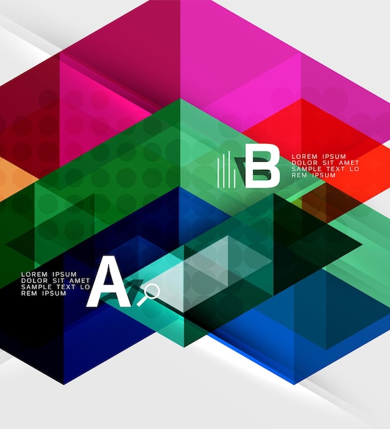 Futuristic triangle tile background with options Vector template background for workflow layout diagram number options or web design