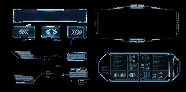 futuristic user interface elements displaying data analytics and navigation tools in a sleek digital design