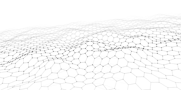 futuristic white hexagon dynamic wave futuristic honeycomb concept digital technology webflow big data visualization vector illustration