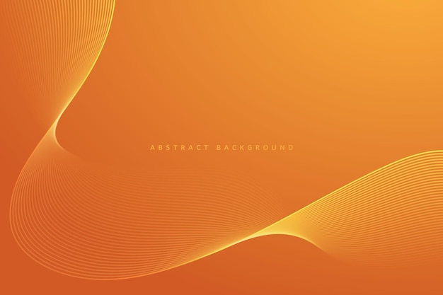 futuristic yellow glowing curve vector lines on orange background