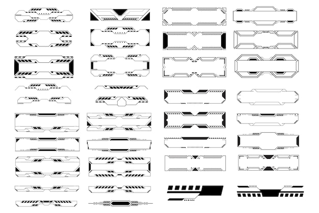 Fütüristik cyberpunk bilim kurgu arayüz öğesi hud teknolojisi çerçeve grafik vektör design şablonu